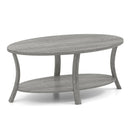 Oval Coffee Table 2-Tier Center Table with Storage Shelf-Gray by LJGDeals