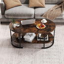 Oval Coffee Table 2-Tier Wooden Accent Table with Spacious Tabletop and Open Storage Shelf by LJGDeals