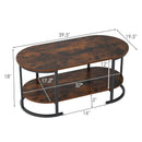 Oval Coffee Table 2-Tier Wooden Accent Table with Spacious Tabletop and Open Storage Shelf by LJGDeals