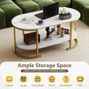 Oval Coffee Table 2-Tier Wooden Accent Table with Spacious Tabletop and Open Storage Shelf by LJGDeals