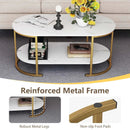 Oval Coffee Table 2-Tier Wooden Accent Table with Spacious Tabletop and Open Storage Shelf by LJGDeals