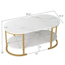Oval Coffee Table 2-Tier Wooden Accent Table with Spacious Tabletop and Open Storage Shelf by LJGDeals