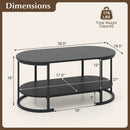 Oval Coffee Table 2-Tier Wooden Accent Table with Spacious Tabletop and Open Storage Shelf by LJGDeals