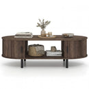 Oval Coffee Table 47.5inch Wooden Center Table with Storage by LJGDeals