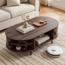 Oval Coffee Table 47.5inch Wooden Center Table with Storage by LJGDeals