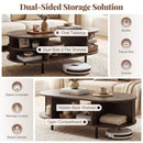 Oval Coffee Table 47.5inch Wooden Center Table with Storage by LJGDeals