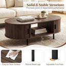 Oval Coffee Table 47.5inch Wooden Center Table with Storage by LJGDeals