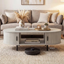 Oval Coffee Table 47.5inch Wooden Center Table with Storage by LJGDeals