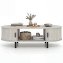 Oval Coffee Table 47.5inch Wooden Center Table with Storage by DirectDeals