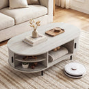 Oval Coffee Table 47.5inch Wooden Center Table with Storage by LJGDeals