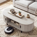 Oval Coffee Table 47.5inch Wooden Center Table with Storage by DirectDeals