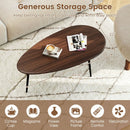 Oval Coffee Table Mid Century Center Table with Sturdy Metal Construction by DirectDeals