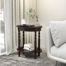Oval Side Table with Storage Shelf and Wood Legs by LJGDeals