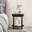 Oval Side Table with Storage Shelf and Wood Legs by LJGDeals