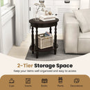 Oval Side Table with Storage Shelf and Wood Legs by LJGDeals
