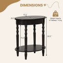 Oval Side Table with Storage Shelf and Wood Legs by LJGDeals