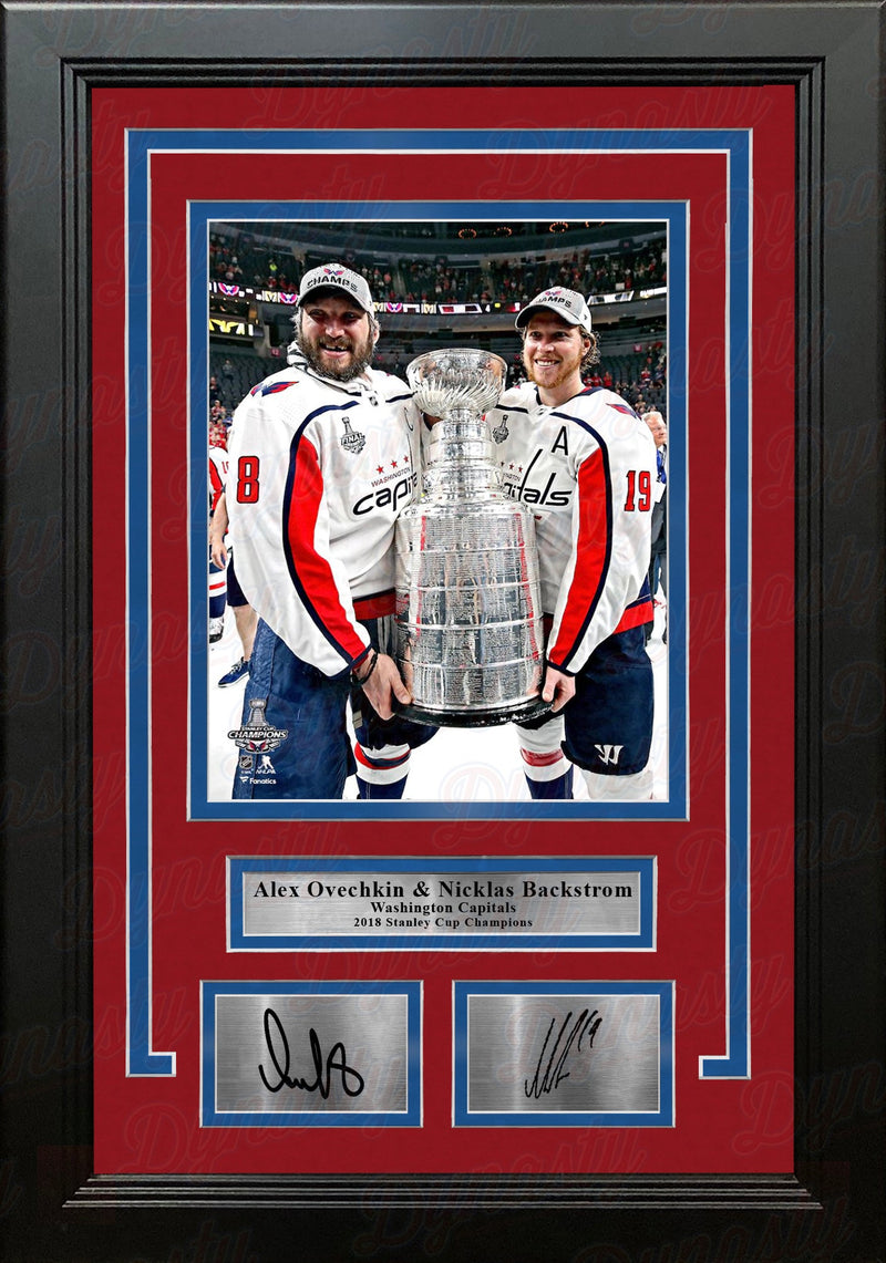 Alex Ovechkin & Nicklas Backstrom Capitals '18 Stanley Cup 8x10 Framed Photo with Engraved Autograph