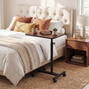 Adjustable Overbed Table with Rolling Wheels - Walnut by LJGDeals