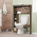 4-Tier Over The Toilet Storage Cabinet with Sliding Barn Door and Storage Shelves