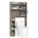 Over The Toilet Storage Cabinet with Sliding Barn Door and Adjustable Shelves-Gray