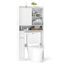 Over-the-Toilet Storage Cabinet Standing Toilet Rack with Sliding Door-White by LJGDeals