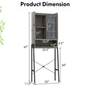 Over the Toilet Storage Cabinet with Sliding Acrylic Door and Adjustable Shelves-Gray by LJGDeals