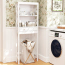 Over the Toilet Storage Rack Tall with Drawers Shelves and Adjustable Bottom Bar by LJGDeals