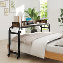 Overbed Desk with Wheels Queen Size Mobile Bed Desk with Adjustable Height-Brown by LJGDeals