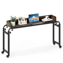 Overbed Desk with Wheels Queen Size Mobile Bed Desk with Adjustable Height-Brown by LJGDeals