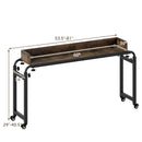 Overbed Desk with Wheels Queen Size Mobile Bed Desk with Adjustable Height-Brown by LJGDeals