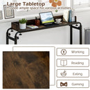 Overbed Desk with Wheels Queen Size Mobile Bed Desk with Adjustable Height-Brown by LJGDeals