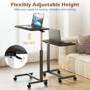 Overbed Table with Lockable Wheels and Adjustable Height by LJGDeals