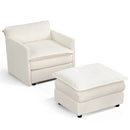 Oversized Accent Chair with Ottoman with Soft Corduroy Cushions-Beige by LJGDeals