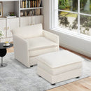 Oversized Accent Chair with Ottoman with Soft Corduroy Cushions-Beige by LJGDeals