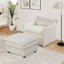 Oversized Accent Chair with Ottoman with Soft Corduroy Cushions-Beige by LJGDeals