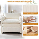 Oversized Accent Chair with Ottoman with Soft Corduroy Cushions-Beige by LJGDeals