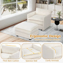 Oversized Accent Chair with Ottoman with Soft Corduroy Cushions-Beige by LJGDeals
