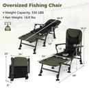 Oversized Foldable Fishing Chair with Detachable Footrest-Green by LJGDeals