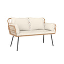 Oversized Rattan Egg Lounge Chair & 2-Seat Rattan Sofa with Cushions