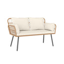 Oversized Rattan Egg Lounge Chair & 2-Seat Rattan Sofa with Cushions by LJGDeals