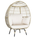 Oversized Rattan Egg Lounge Chair & 2-Seat Rattan Sofa with Cushions