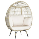 Oversized Rattan Egg Lounge Chair & 2-Seat Rattan Sofa with Cushions by LJGDeals