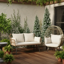 Oversized Rattan Egg Lounge Chair & 2-Seat Rattan Sofa with Cushions by LJGDeals
