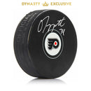 Owen Tippett Autographed Philadelphia Flyers Hockey Logo Puck by Dynasty Sports & Framing