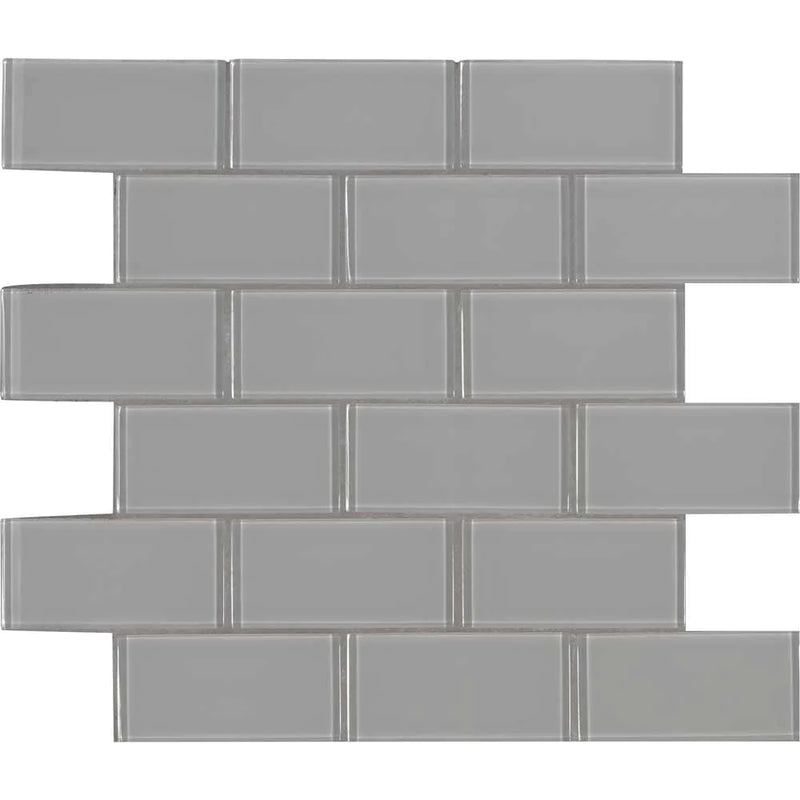 MSI Oyster Gray Subway Glass Mosaic Tile 11.88"x13.88"