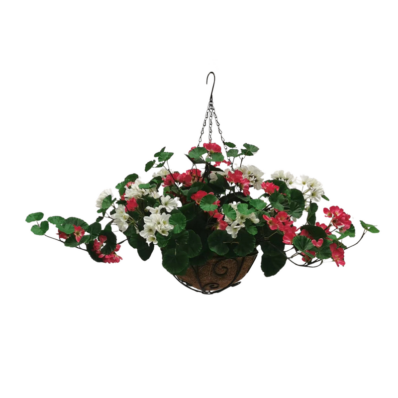 Lifelike Geranium Hanging Basket