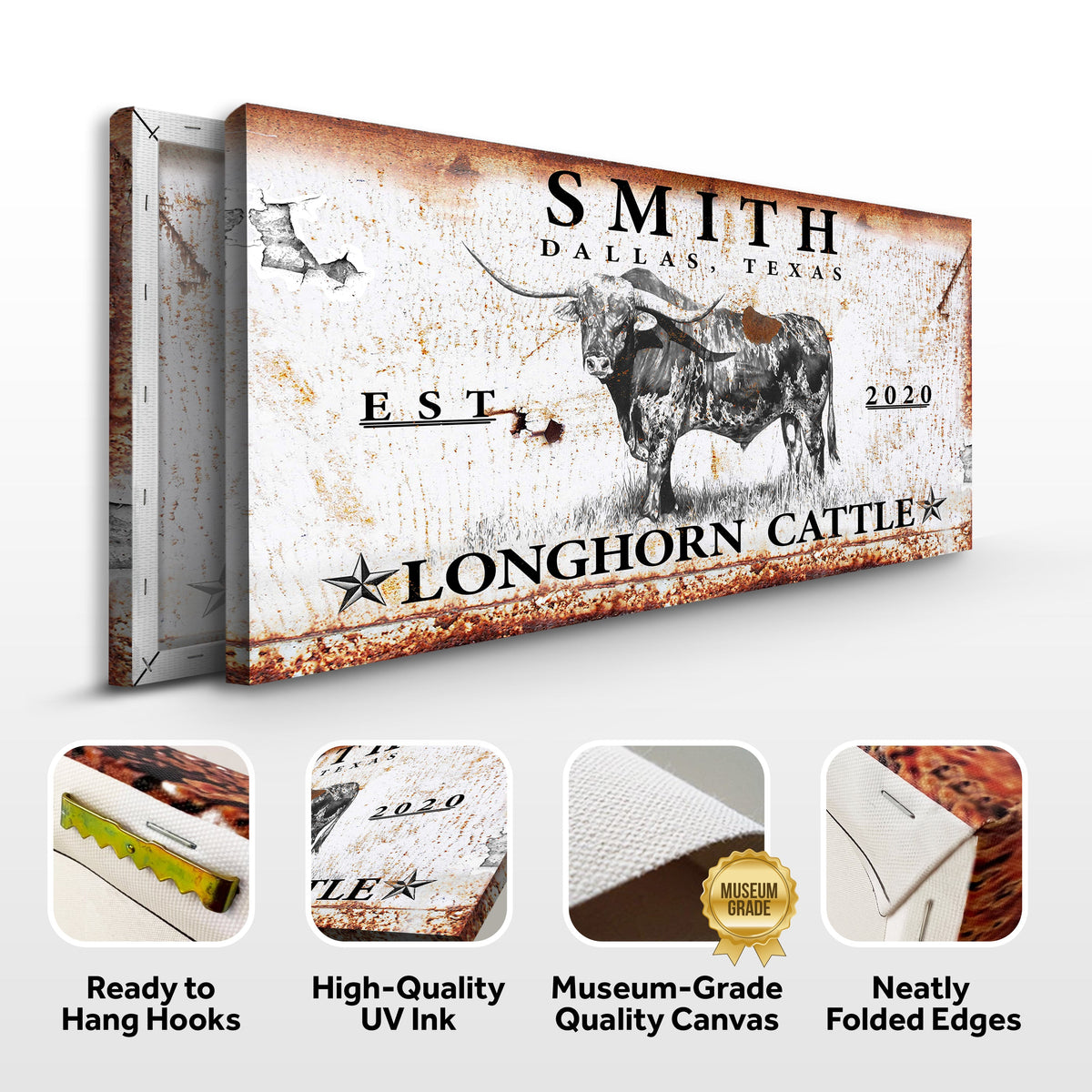 Longhorn Rustic Cattle Sign III, photo 4 of 8