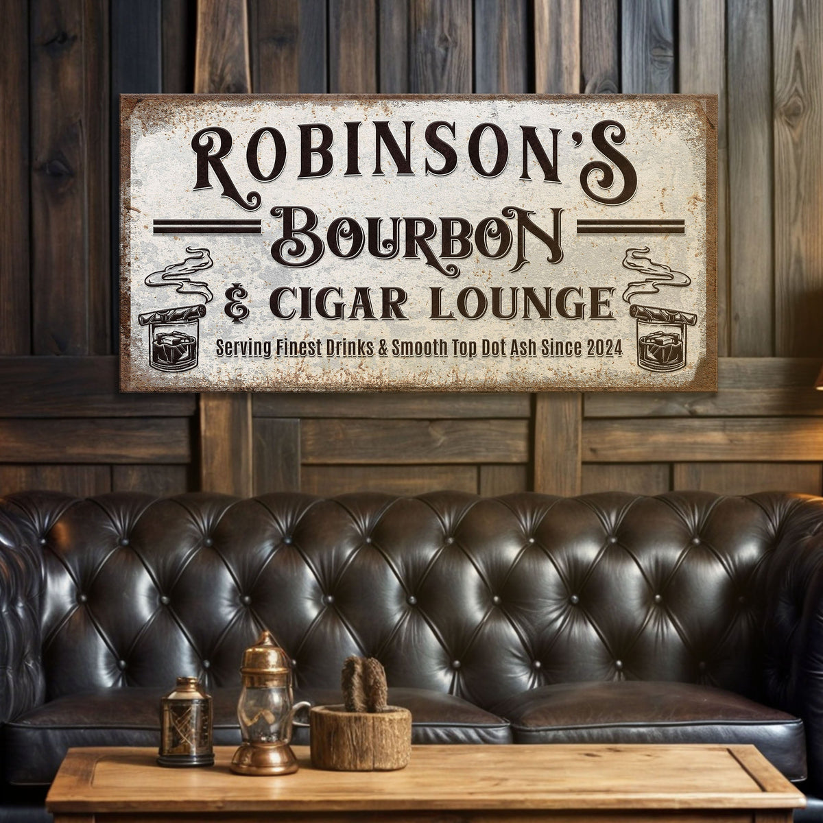 Personalized Bourbon and Cigar Bar Sign, photo 2 of 8