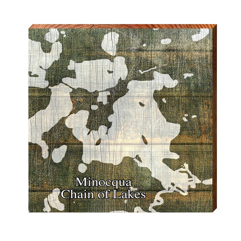 Minocqua Chain of Lakes Sign | Real Wood Art Print