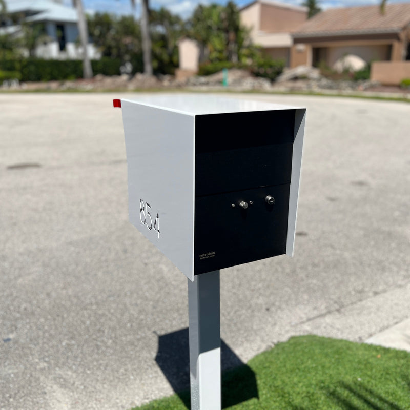 NEW! The Retrobox Locking Package Dropbox in ARCTIC WHITE - Modern Mailbox